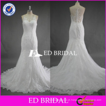 ED Bridal Exquisite Lace Appliqued Scoop sem mangas sereia branco vestidos de noiva China amostra